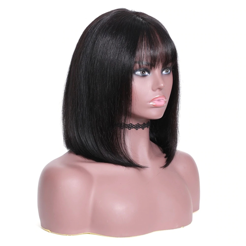 Brazilian Hair Double Drawn Straight Bob Wig With Bang - 图片 4